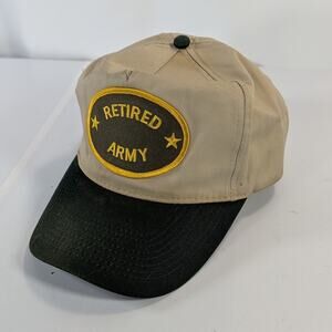 VTG U.S. Army Retired Patch Adjustable Strapback Cap Hat Beige OTTO